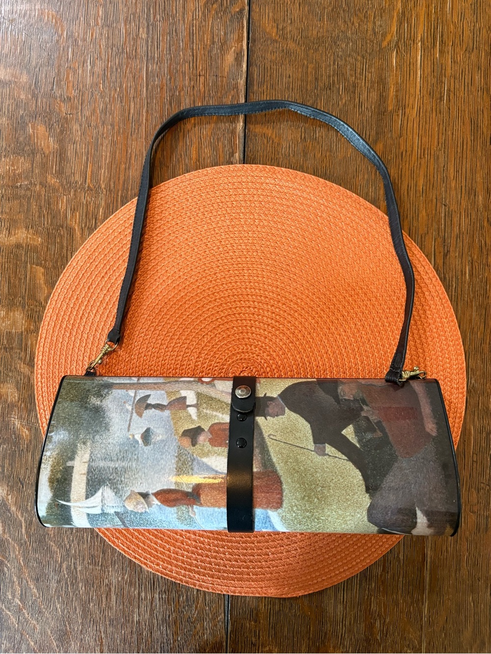Vintage Breeke hard shell Seurat art clutch handbag.